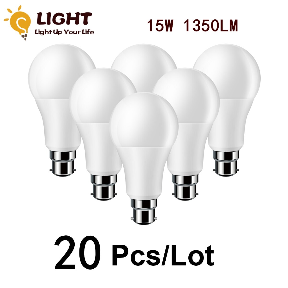 20PCS 2022 Focos High Brightness LED Bulb Lamps A60 E27 B22 AC220V-240V 15W Power 3000K/4000K/6000K Lampada Energy S